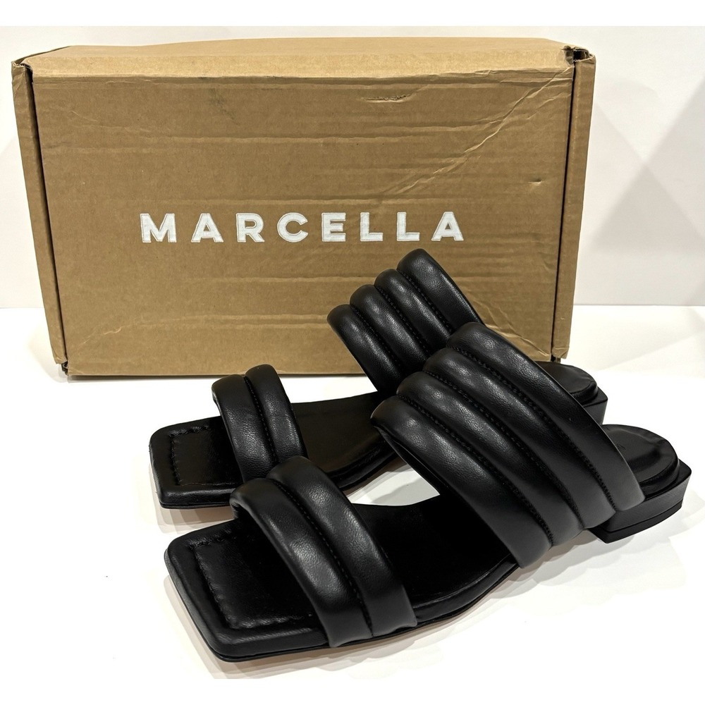 Marcella New York Korin Women's EU 41 Black Padded Strap Slide Sandals
